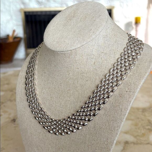 Vintage Napier Silver Tone Chainlink Choker Necklace - Picture 4 of 9
